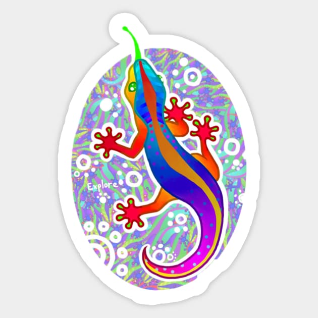 Rainbow Gecko Sticker by Gracieannea